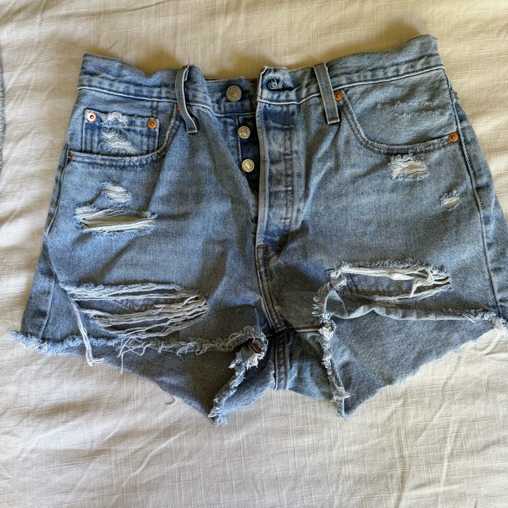 Signature by Levi Strauss Light Blue Distressed Jean Shorts